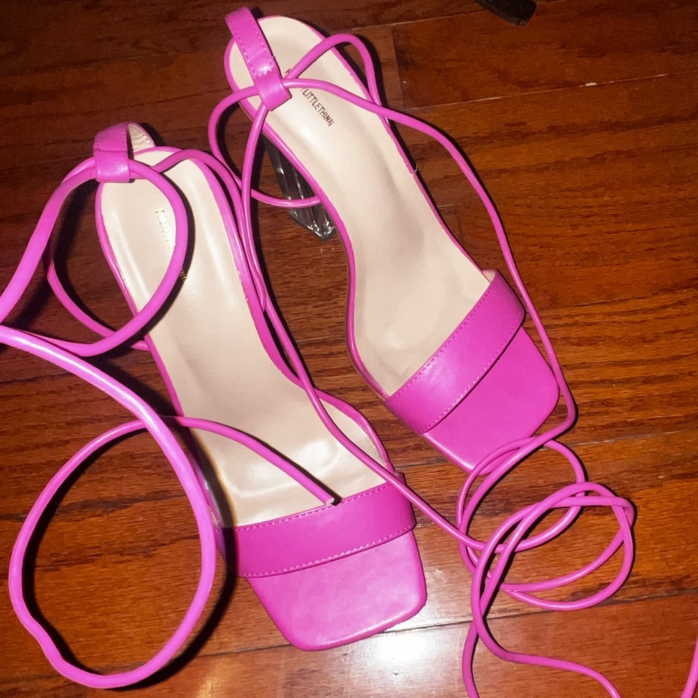 PrettyLittleThing Vibrant Pink Lace-Up Heels
